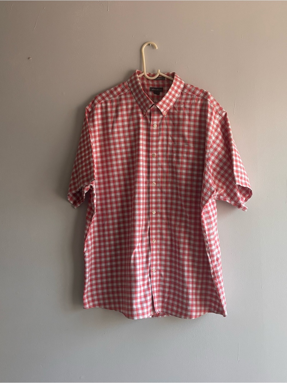 Eddie Bauer Men's Short Sleeve Wrinkle Free Classic Fit Gingham Shirt Sz 2XL